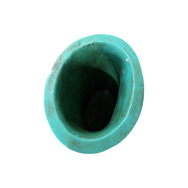 Vintage Chinese Simulated Turquoise Figural Scholar Brush Pot For Sale - Image 4 of 7