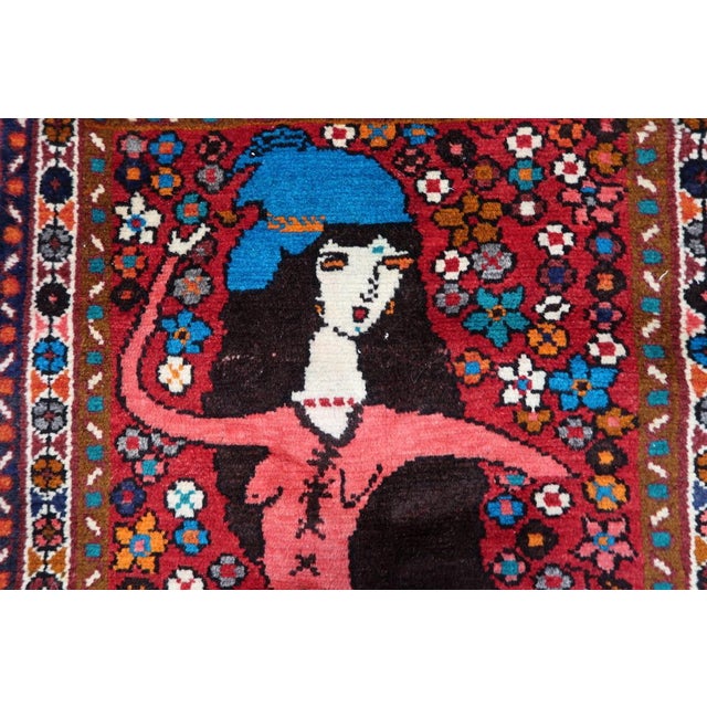 Red 1970s, Handmade Vintage Persian Hamadan Rug 2.3' X 2.9' For Sale - Image 8 of 11