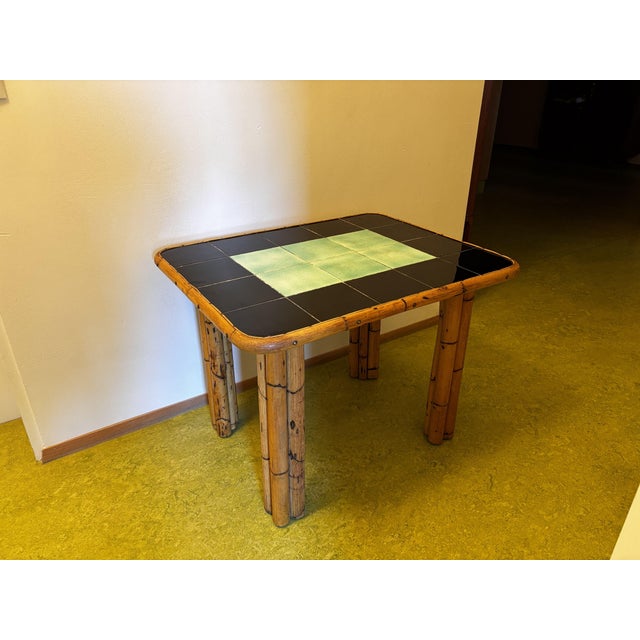 Bamboo Side Table attributed to Audoux & Minet, France, 1950 For Sale - Image 10 of 10
