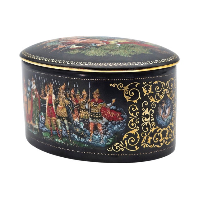 Palekh Porcelain Miniature Box “Tale of Tsar Saltan” by Vladimir Vlasov, Ussr, 4.25 For Sale - Image 12 of 18