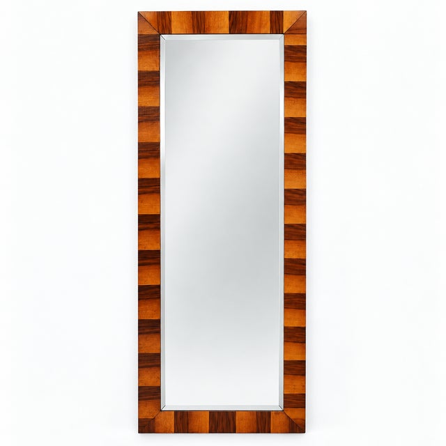 Brown Mid-20th Century Italian Macassar Veneered Beveled Mirror attributed to Osvaldo Borsani for Atelier Di Varedo, 1930s For Sale - Image 8 of 8