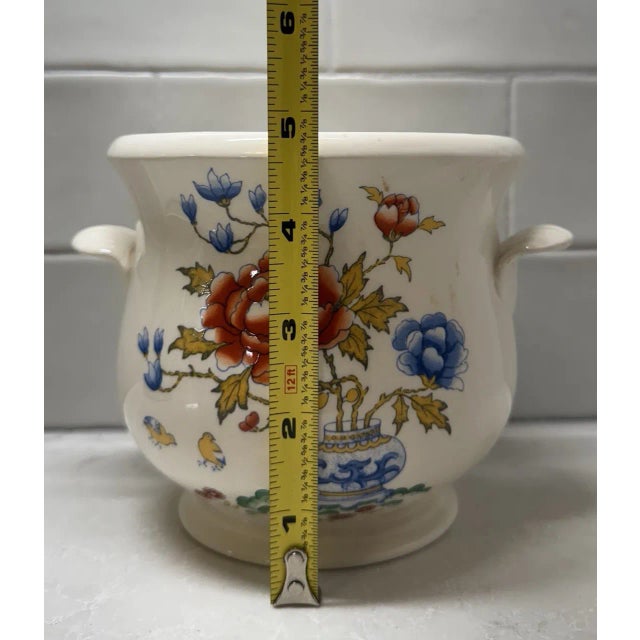 1980s Vintage Mason’s Ironstone Vase With Floral Design and Handles For Sale - Image 5 of 6