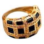 Gold Ring with Brilliant-Cut Diamonds For Sale