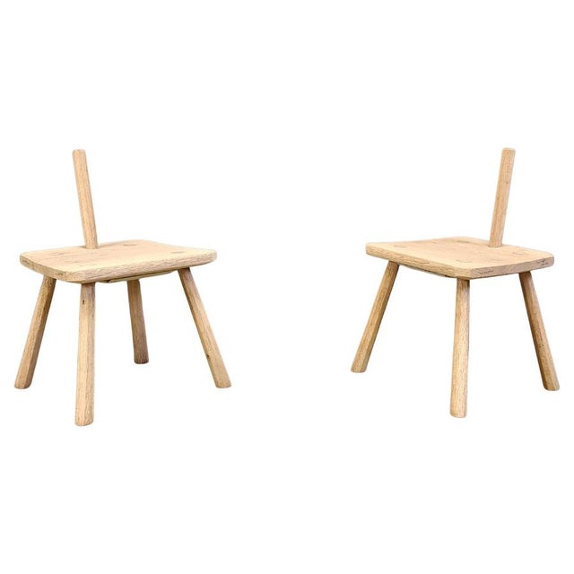 Brown Rustic Farm Stools, 1960s, Set of 2 For Sale - Image 8 of 8