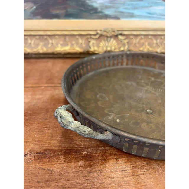 1970s Early India Import Brass Tray For Sale - Image 4 of 9