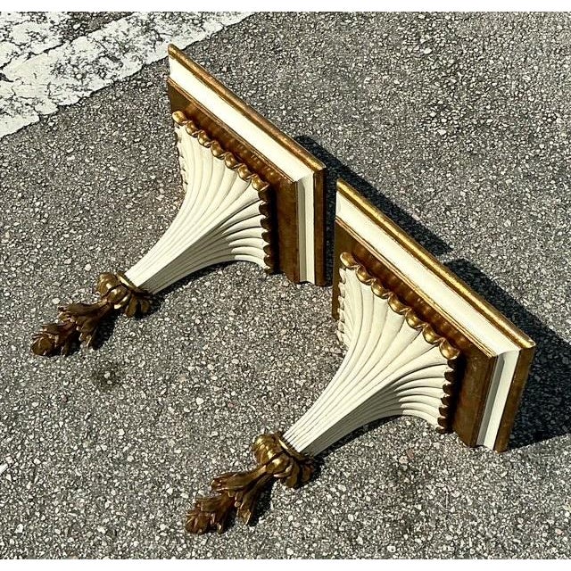 Wood Vintage Italian Gilt Tipped Brackets - A Pair For Sale - Image 7 of 12