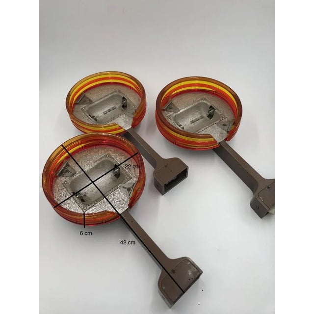 Febo Wall Lamps by Roberto Pamio for Leucos, 1970, Set of 3, in Worn conditions. Designed 1970 to 1979 This piece has an...