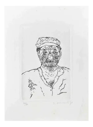 Giovanni Omiccioli, Fisherman, Etching, 1971