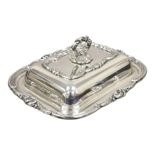 Vintage Gorham Black Starr Silver Plated Lidded Vegetable Serving Platter Dish For Sale