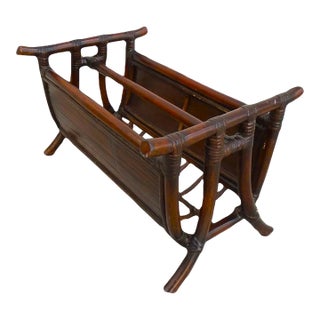 Vintage Bamboo Magazine Rack / Newspaper Caddy For Sale