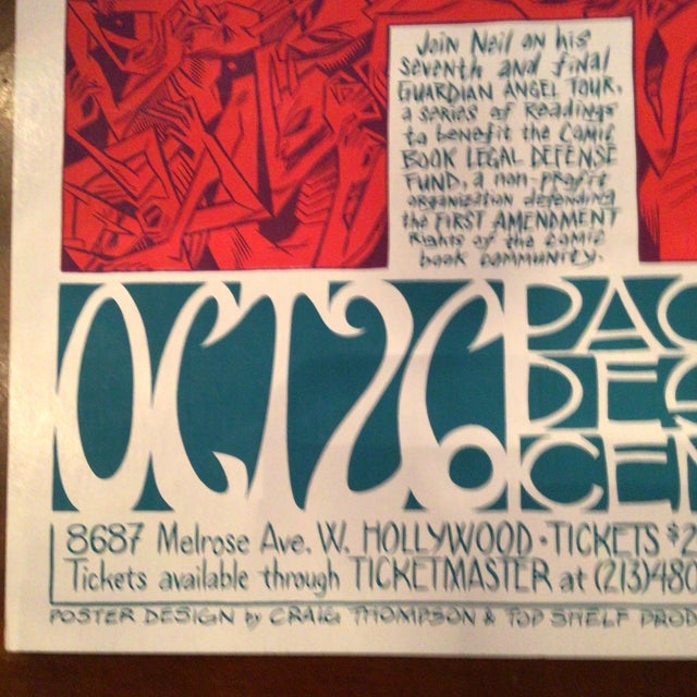 Original Neil Gaiman the Last Angel Silk Screened Tour Poster For Sale - Image 10 of 11