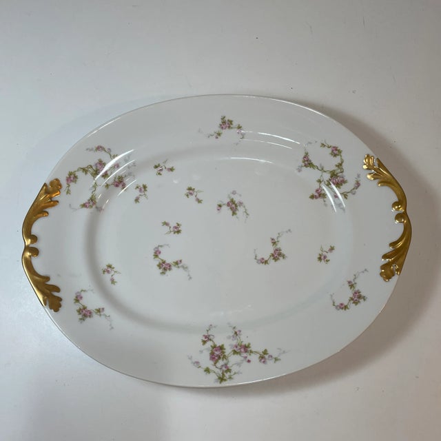 Antique French Limoges Platter or Serving Tray - Pink Roses Gilded - M Redon For Sale - Image 10 of 10