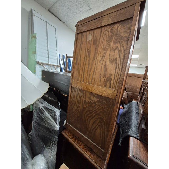 Antique Oak Tambour Music Filing Cabinet For Sale In Palm Springs - Image 6 of 6