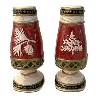 Vintage Fitz & Floyd Holiday Solstice Salt & Pepper Shakers, a Pair For Sale