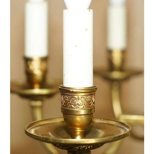 Antique French Rococo Gold Gilt Brass Eight-Branch Cherub Chandelier, 1900s For Sale - Image 10 of 18