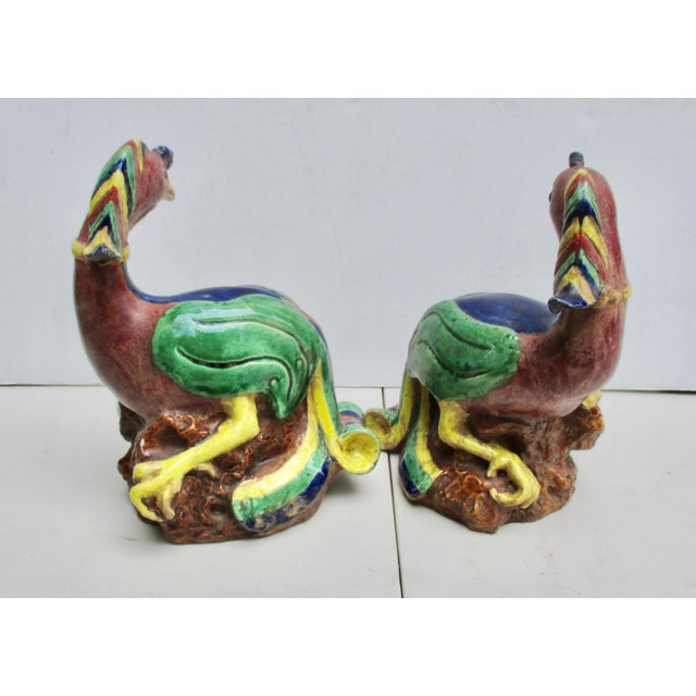 Chinese Antique Chinese Terra Cotta Phoenix Birds - A Pair of 2 For Sale - Image 3 of 9