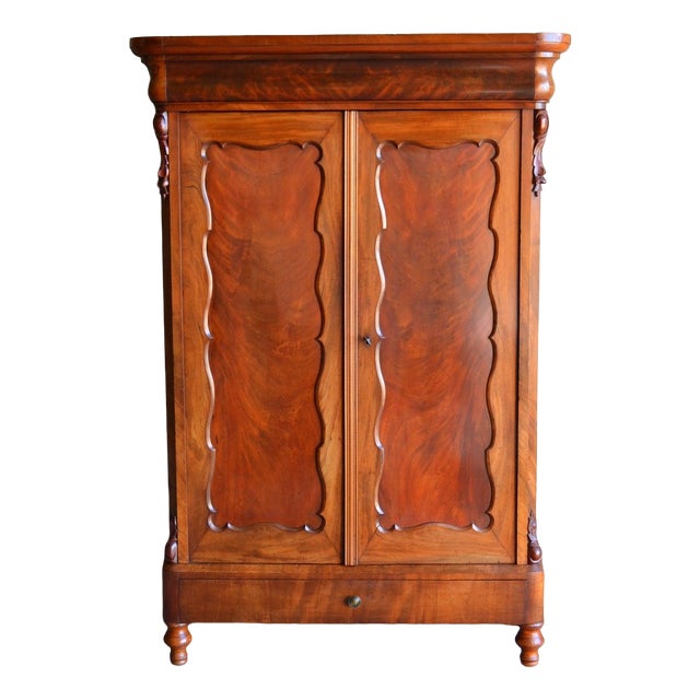 Antique Mahogany Biedermeier Maids Cupboard For Sale