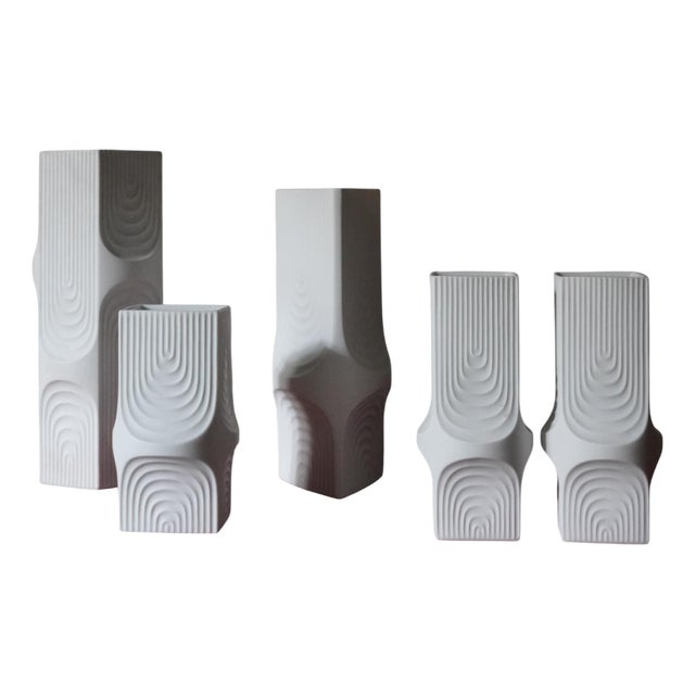 Vintage German Vases in Biscuit Porcelain from AK Kaiser, 1960s, Set of 5 For Sale