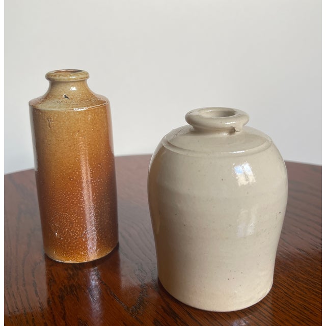 Victorian Pair of Victorian Cream-Glazed Stoneware Jars With Capacity Marks For Sale - Image 3 of 12