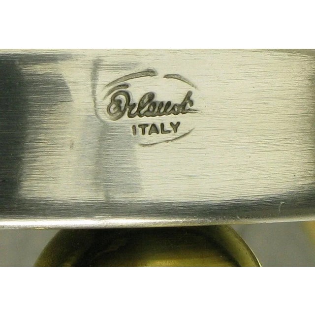 Italian Empire Style Brushed Steel & Brass Candelabra - a Pair For Sale - Image 9 of 10