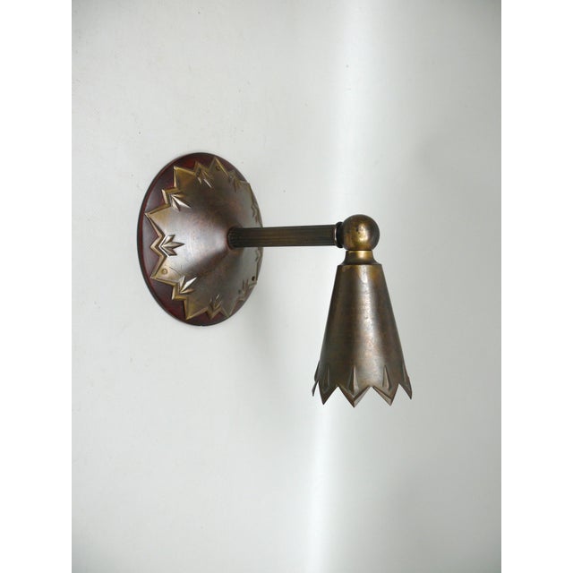 Art Nouveau Brass Wall Lights in the style of Dagobert Peche, Austria, 1890s, Set of 2 For Sale - Image 9 of 18