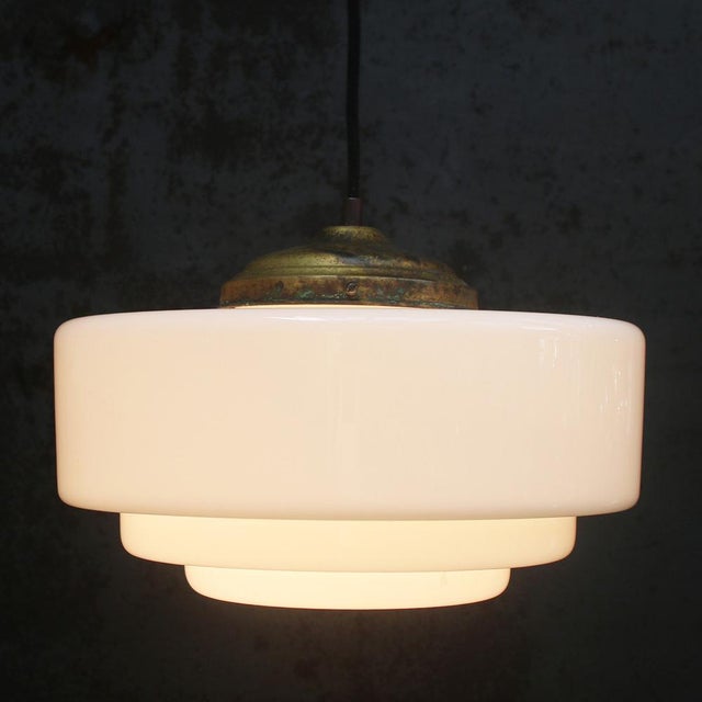 Vintage Art Deco White Opaline Glass Pendant Lamp from Philips For Sale - Image 4 of 7