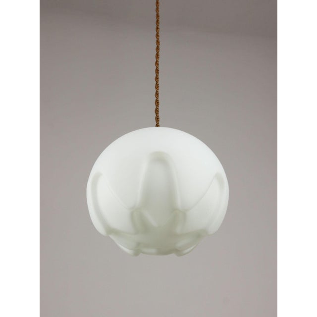 Mid-Century Modern Italian Pendant Lamp in Brass and Opaline For Sale - Image 12 of 15