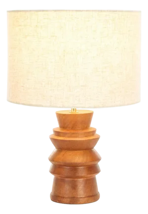 Rodi 17" Sculptural Wood Table Lamp in Natural