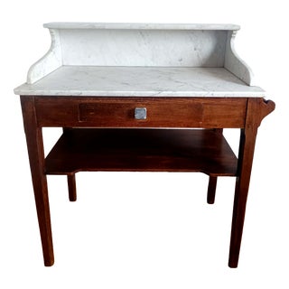 Country House Dressing Table in Wood and Marble, 1940s For Sale