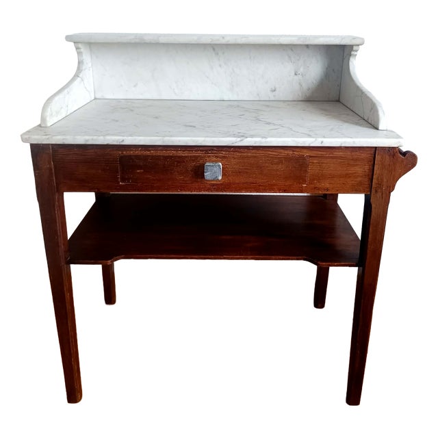 Country House Dressing Table in Wood and Marble, 1940s For Sale