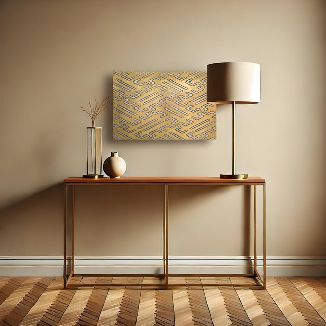 Giuseppe Caiafa, Magnetic Path Optical Panel, 2025, Wood in Gold and Silver Leaf For Sale - Image 3 of 5