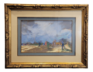 S. Nanzy, Squall in the Landes, 1890, Gouache and Watercolor on Cardboard, Framed