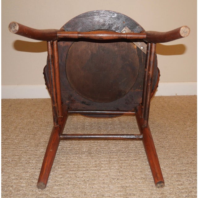 Early 20th Century American Arts and Crafts Oak Bentwood Floral Motif Upholstered/Nailhead Seat Side Chair For Sale - Image 9 of 11