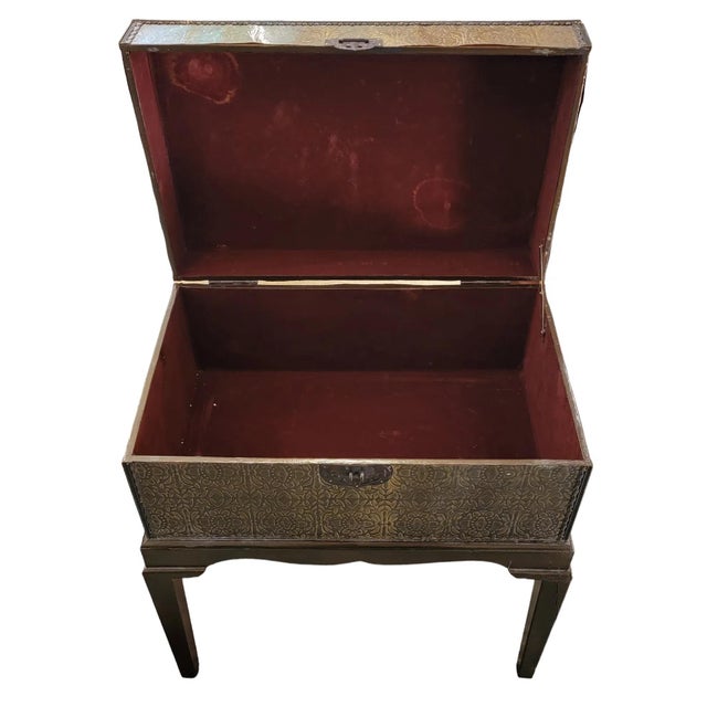 Add a regal touch of vintage charm to your space with this Vintage Brass-Covered Storage Chest, a perfect blend of...