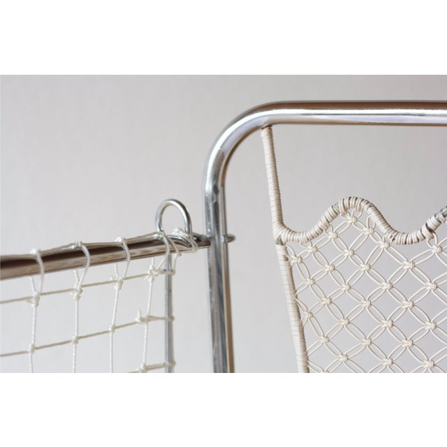 1960s Vintage Childrens Bed in Tubular Steel, Rattan and Mesh, 1960s For Sale - Image 5 of 9