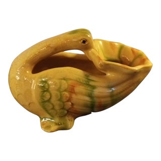 1970s Artist Signed Majolica Duck Planter For Sale