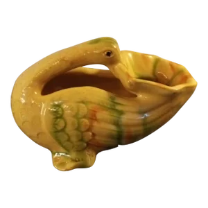 1970s Artist Signed Majolica Duck Planter