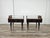 An elegant pair of vintage mahogany nightstands dating back to the 1960s, featuring refined lines and a unique combination...