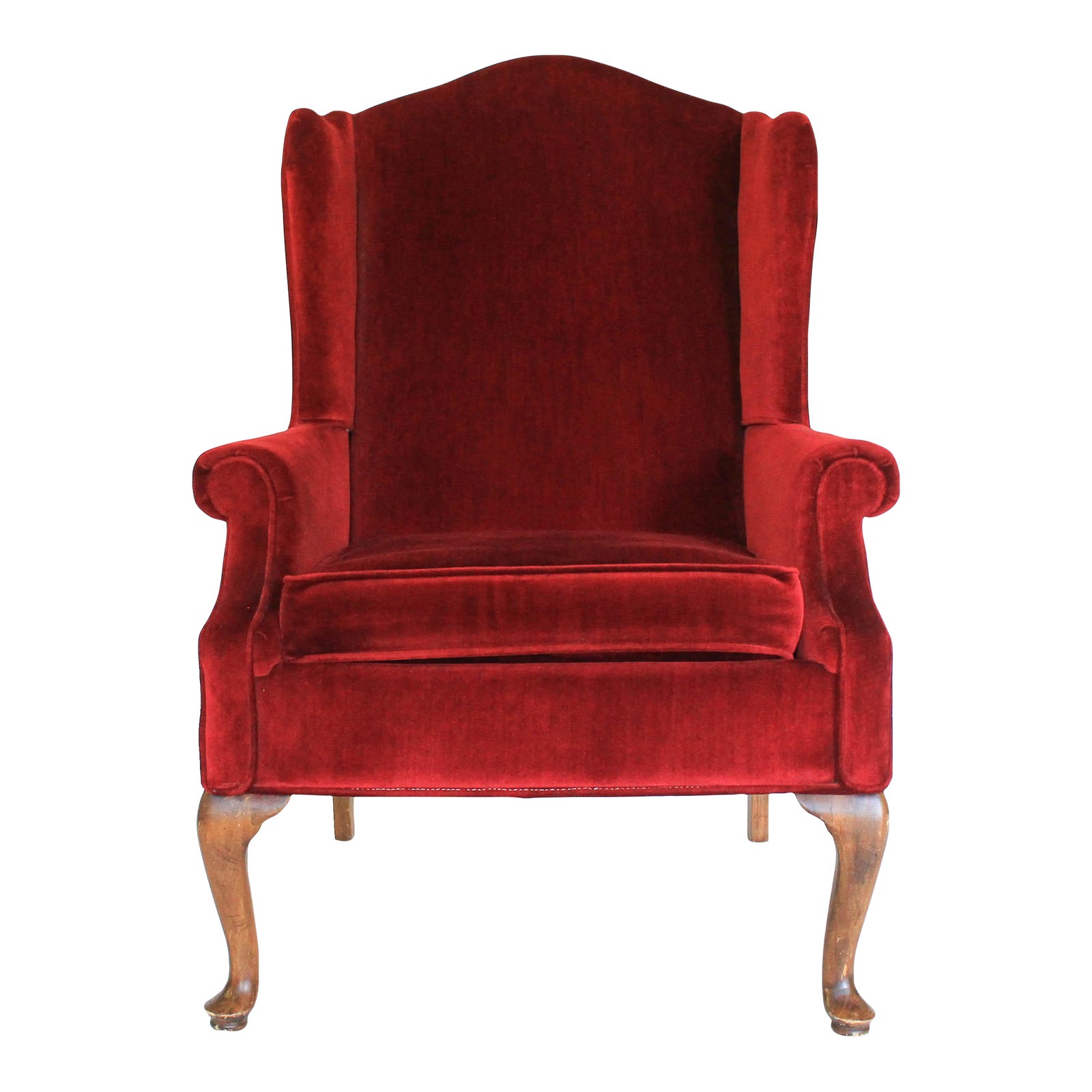 Red Velvet Wingback Chair by Rowe Chairish