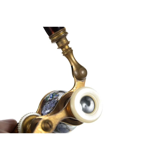 Metal Antique 19th C French Enamel & Brass Opera Glasses For Sale - Image 7 of 9