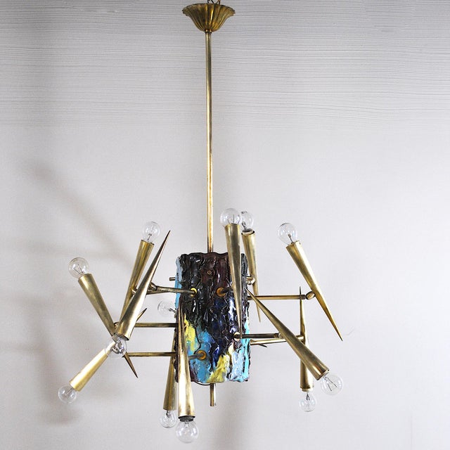 Chandelier Sculpture with Adjustable Diffuser by Leonardi Leoncillo for Lumi, 1952 For Sale - Image 11 of 18