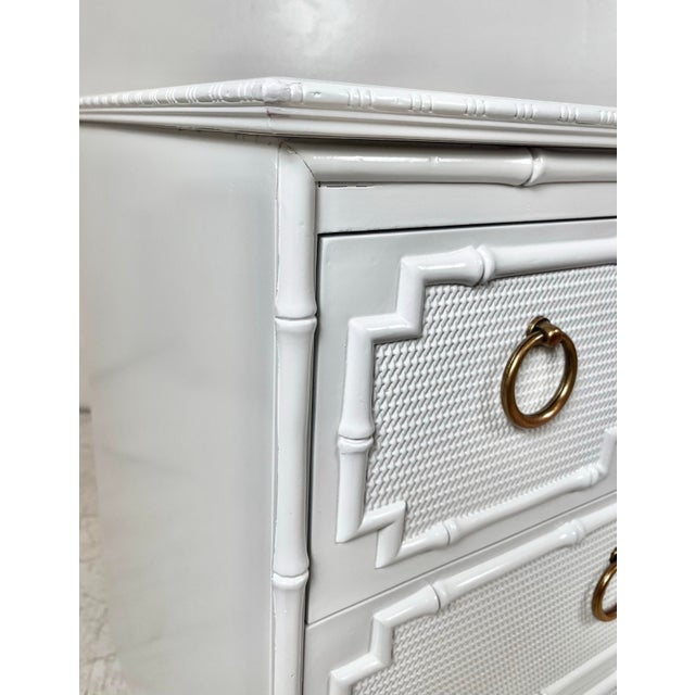 Vintage Lacquered Omega Faux Bamboo Chest of Drawers Dresser For Sale - Image 9 of 12