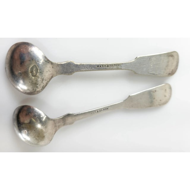Metal Early 20th Century Pair of Silverplate Sugar or Mustard Spoons by Hall & Elton For Sale - Image 7 of 10