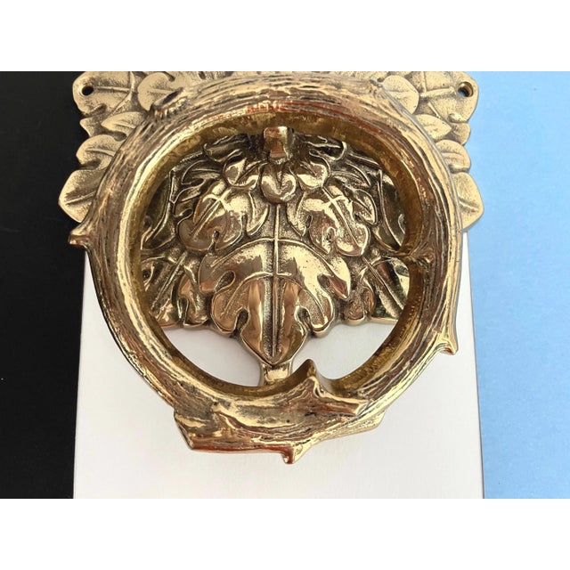 Mid 20th Century Mid Century Brass Faux Bois Wreath Door Knocker For Sale - Image 5 of 18