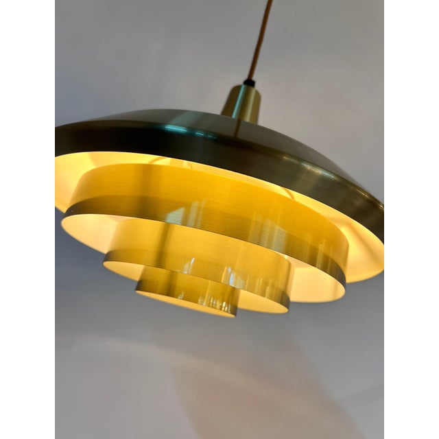 Danish Gold Slatted Lamp For Sale - Image 4 of 11