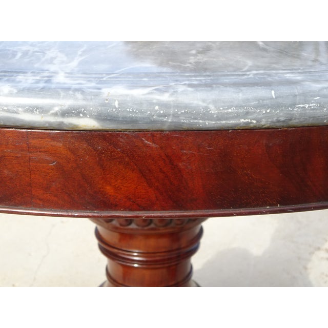 Restoration Pedestal Table with Rotating Marble Top For Sale - Image 10 of 18