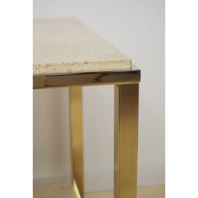 Metal Side Tables in Travertine and 24 Carat Gold from Belgo Chrom / Dewulf Selection, 1970s, Set of 2 For Sale - Image 7 of 15