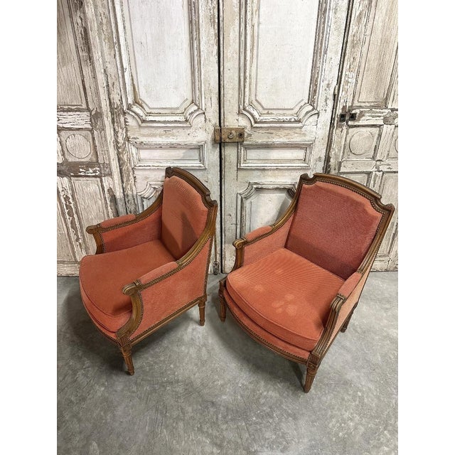 Louis XVI Style Bergère Armchairs, 1940s, Set of 2 For Sale - Image 9 of 11