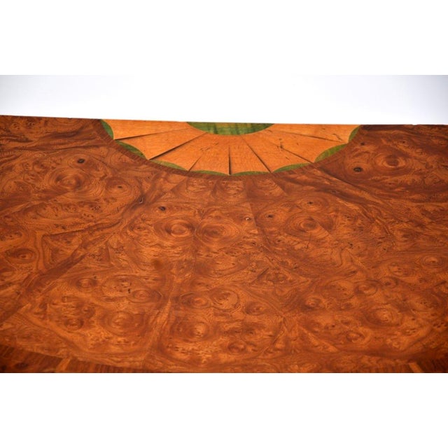 Brown Antique Sheraton Inlaid Burr Walnut Console Table, 1930s For Sale - Image 8 of 11