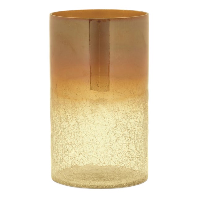 Gold Ombre Crackle Glass Vase (Set of 2) For Sale